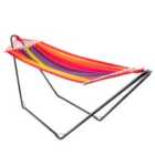 Harbour Housewares Garden Spreader Bar Hammock with Stand - Multi Stripe