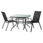 Harbour Housewares 2 Person Garden Furniture Set - Glass Top Bistro Set - 90 x 90cm - Black