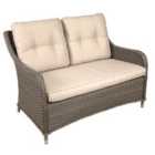Dellonda Chester Rattan Wicker Outdoor Lounge 2-Seater Sofa w/ Cushion, Brown - DG70