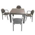 MODURA HENRIK100 Dining Table Nickel Grey with 04 STINA Armchair Nickel Grey Set
