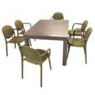 MODURA HENRIK140 Dining Table Nickel Grey with 06 STINA Armchair Avocado Set