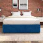 Aspire Platform Ottoman Bed, Flat Packed Frame, Plush Navy, Size Small Double