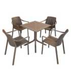 NARDI CLIP 70cm Table with 4 TIBERINA ARMCHAIR Set Turtle Dove