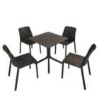 NARDI CLIP 70cm Table with 4 TIBERINA BISTROT Chair Set Anthracite
