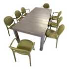 MODURA HENRIK220 Dining Table Nickel Grey with 08 STINA Armchair Avocado Set