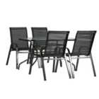 Harbour Housewares 4 Seater Metal Garden Furniture Set - 120cm x 70cm - Black