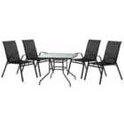 Harbour Housewares 4 Person Garden Furniture Set - Glass Top - 90 x 90cm - Black