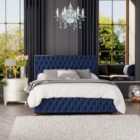 Laurence Llewelyn Bowen Seren Ottoman Storage Bed Plush Velvet Navy Single