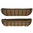 Gardelle Set of 2 Manor Garden Black Metal Wall Basket Manger Trough Planters (90cm)