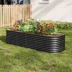Garden Sanctuary 240cm Oval-Shaped Raised Garden Bed Flower Seed Bed, Black