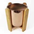 Leaf 16cm Gold Ceramic Planter With Bamboo Stand