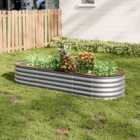 Garden Sanctuary 240x80x42cm Oval-Shaped Raised Garden Bed Flower Seed Bed, Silver