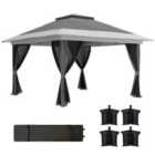Outsunny 3.6 X 3.6M Pop Up Gazebo With Netting And Wheeled Bag, Dark Grey