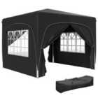 Outsunny 3 X 3(m) Upf50+ Pop Up Gazebo With Sides And Carry Bag, Black