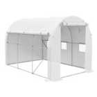 Outsunny Polytunnel Greenhouse With Pe Cover, Galvanised Steel Frame, White