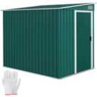 Outsunny 7 x 5FT Garden Shed w/ Foundation Lean to Metal Tool Shed Green