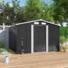 Garden Sanctuary 8x8ft Large Metal Garden Tool Storage Shed, Black