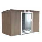 Outsunny 9 X 4Ft Metal Garden Storage Shed W/ 2 Door, Light Grey Wood Grain