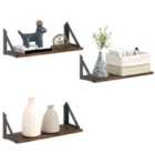 HOMCOM Set of 3 Vintage Wall Shelves for Living Room Rustic Brown