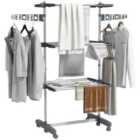 Homcom 3-tier Large Clothes Airer Stainless Steel Clothes Drying Rack Grey