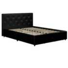 Dakota Bed With Storage Black Pu Double