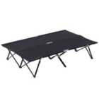 Outsunny Double Camping Folding Cot Outdoor Portable Sleeping Bed, Black