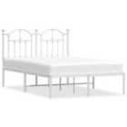 Vidaxl Metal Bed Frame Without Mattress With Headboard White 120X190 Cm Small Double