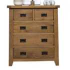 Elm Home And Garden Rustic Oak Wide Chest Of 2+3 Drawers Fully Assembled Solid Tongue And Groove