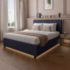 XR Living Maisie Fabric Ottoman Bed King Size Navy Blue