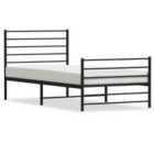 vidaXL Metal Bed Frame With Headboard And Footboard Black 80X200 cm