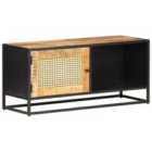 Vidaxl Tv Cabinet 90X30X40 Cm Rough Mango Wood And Natural Cane