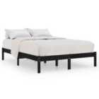 vidaXL Bed Frame Black Solid Wood Pine 140X190 cm