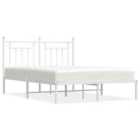 vidaXL Metal Bed Frame With Headboard White 140X200 cm