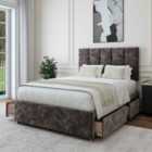Bedmaster Charcoal Chenille 4 Drawer Divan Base And Pearl Headboard Small Double