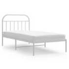 vidaXL Metal Bed Frame With Headboard White 100X190 Cm