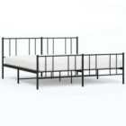 vidaXL Metal Bed Frame With Headboard And Footboard Black 193X203 Cm