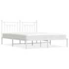 vidaXL Metal Bed Frame With Headboard White 183X213 cm