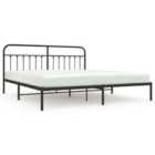 vidaXL Metal Bed Frame With Headboard Black 193X203 cm