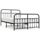 vidaXL Metal Bed Frame With Headboard And Footboard Black 140X200 cm