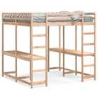 vidaXL Loft Bed With Desk And Ladder 140X200 cm Solid Wood Pine