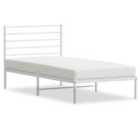 vidaXL Metal Bed Frame With Headboard White 100X200 cm