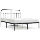 vidaXL Metal Bed Frame With Headboard Black 140X190 Cm