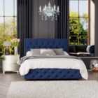 Laurence Llewelyn Bowen Luna Ottoman Storage Bed Plush Velvet Navy Small Double