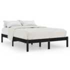 vidaXL Bed Frame Black Solid Wood Pine 200X200 cm