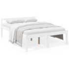 vidaXL Bed Frame White Solid Wood Pine 135X190 Cm Double