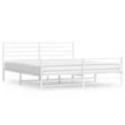 vidaXL Metal Bed Frame With Headboard And Footboard White 200X200 cm