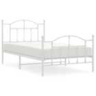 Vidaxl Metal Bed Frame Without Mattress With Footboard White 100X190 Cm