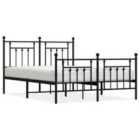 vidaXL Metal Bed Frame With Headboard And Footboard Black 140X200 cm