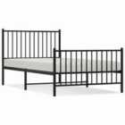 vidaXL Metal Bed Frame With Headboard And Footboard Black 100X190 cm