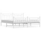 vidaXL Metal Bed Frame With Headboard And Footboard White 193X203 Cm